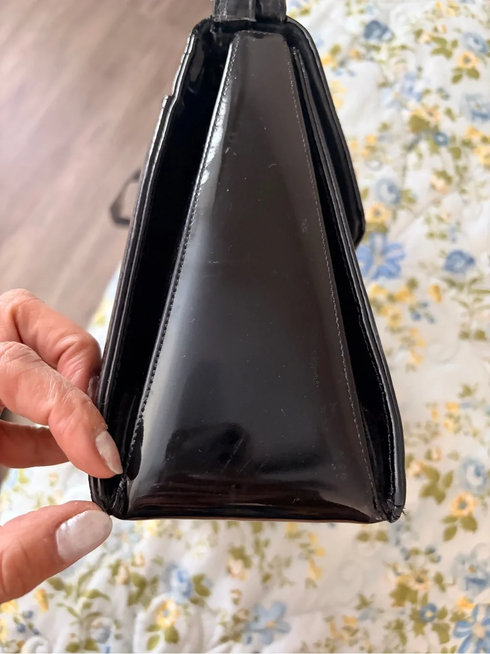 Vintage Rangoni of Florence Black patent leather structured crossbody